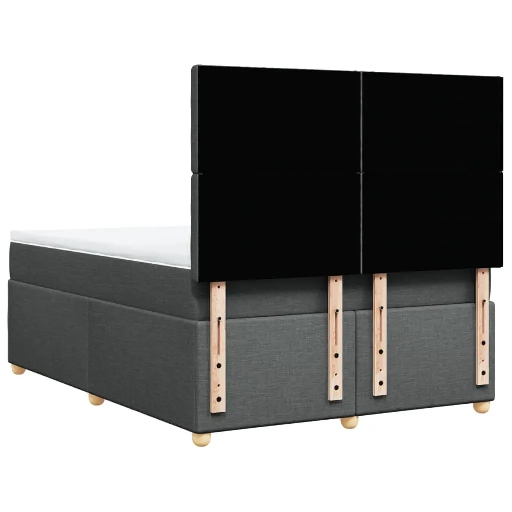 Queen Box Spring Bed Grey Adjustable Headboard Pocket Spring Mattress with LED Lights