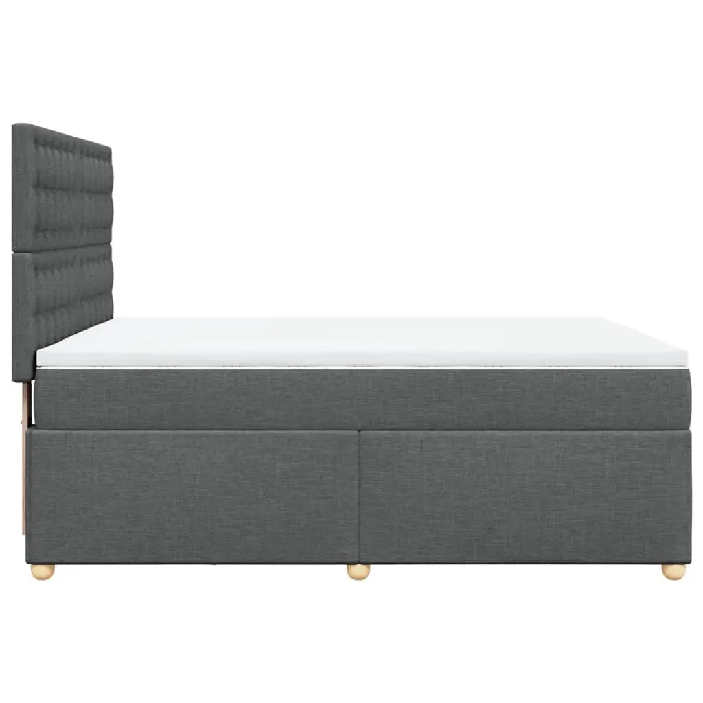 Queen Box Spring Bed Grey Adjustable Headboard Pocket Spring Mattress with LED Lights