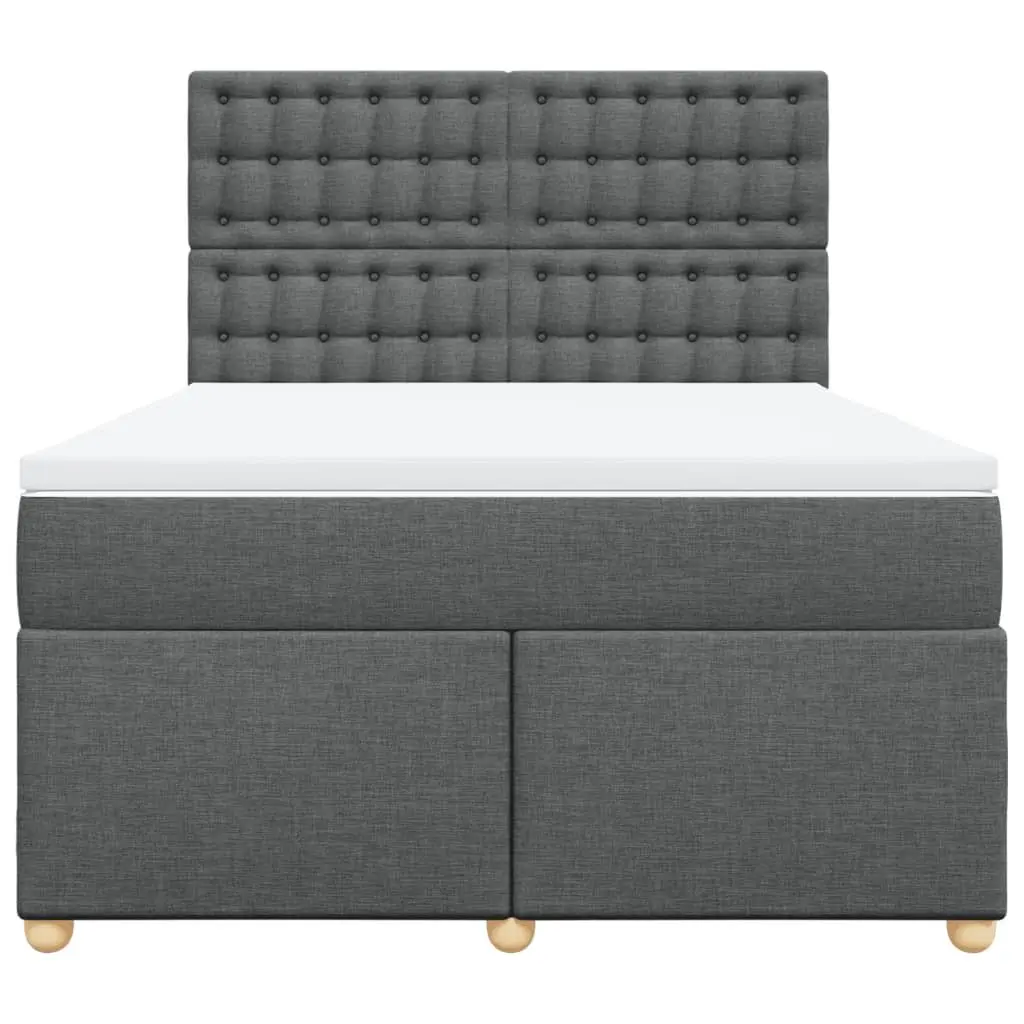 Queen Box Spring Bed Grey Adjustable Headboard Pocket Spring Mattress with LED Lights