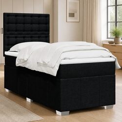 Black King Single Box Spring Bed with Pocket Mattress