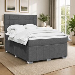 Double Box Spring Bed with Pocket Spring Mattress and LED Lights