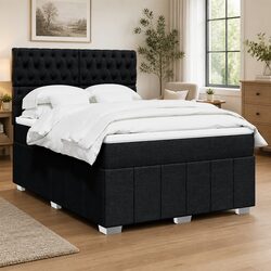 Stylish Double Box Spring Bed with Adjustable LED Lights
