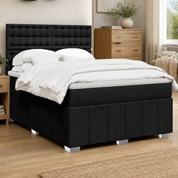 Double Box Spring Bed with Pocket Spring Mattress and LED Lights