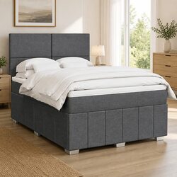 Queen Box Spring Bed with Pocket Spring Mattress and LED Lights