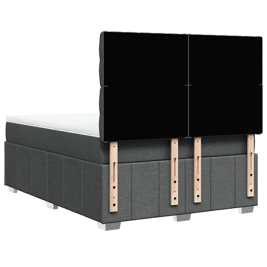 Queen Box Spring Bed Grey Pocket Spring Mattress Adjustable Headboard LED Lights