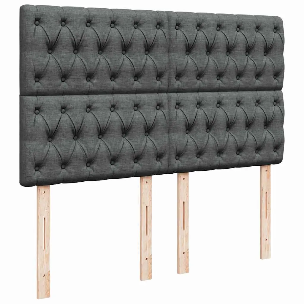 Queen Box Spring Bed Grey Pocket Spring Mattress Adjustable Headboard LED Lights