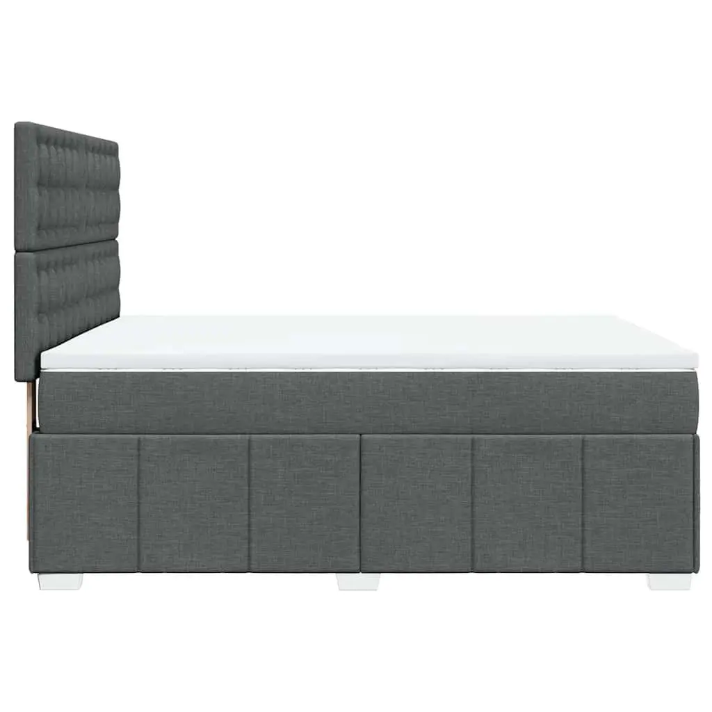 Queen Box Spring Bed Grey Pocket Spring Mattress Adjustable Headboard LED Lights
