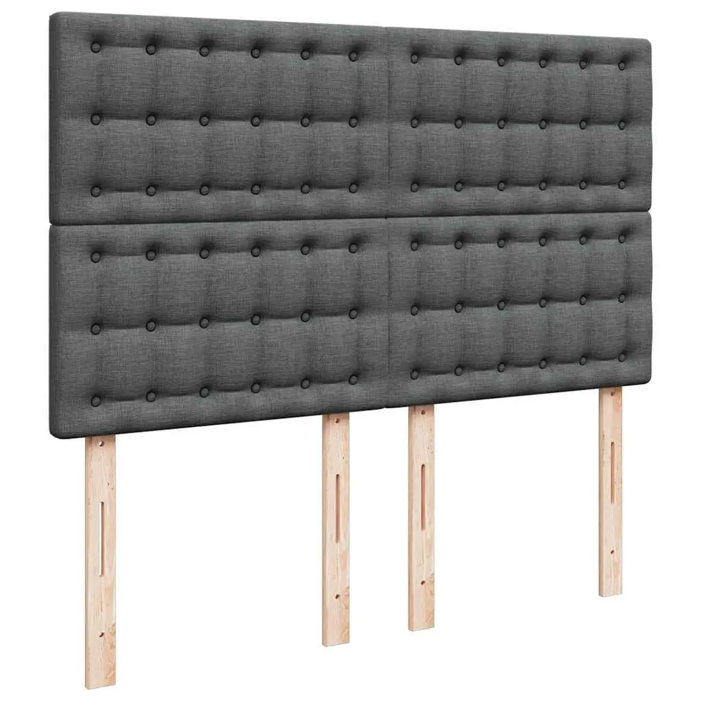 Queen Box Spring Bed Grey Pocket Spring Mattress Adjustable Headboard LED Lights
