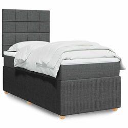 King Single Box Spring Bed with Pocket Mattress LED Lights Adjustable Headboard