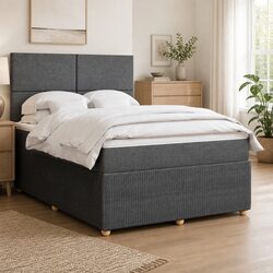 Double Box Spring Bed with Adjustable Headboard and LED Lights