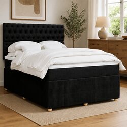 Comfort-Enhancing Double Box Spring Bed with LED Lights