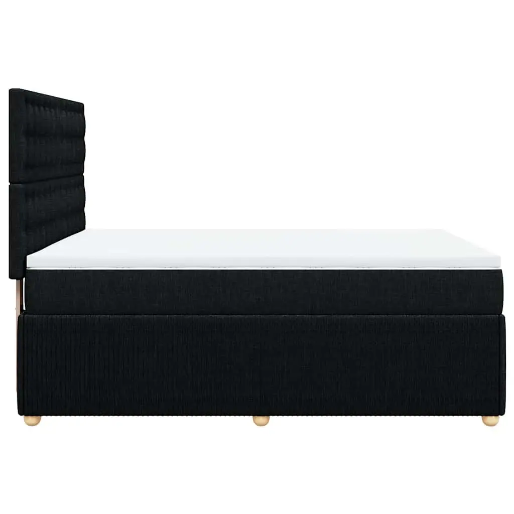 Double Box Spring Bed Black Fabric Double Pocket Sprung Mattress with LED Lights