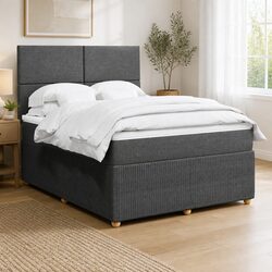 Queen Box Spring Bed with Pocket Spring Mattress and LED Lights