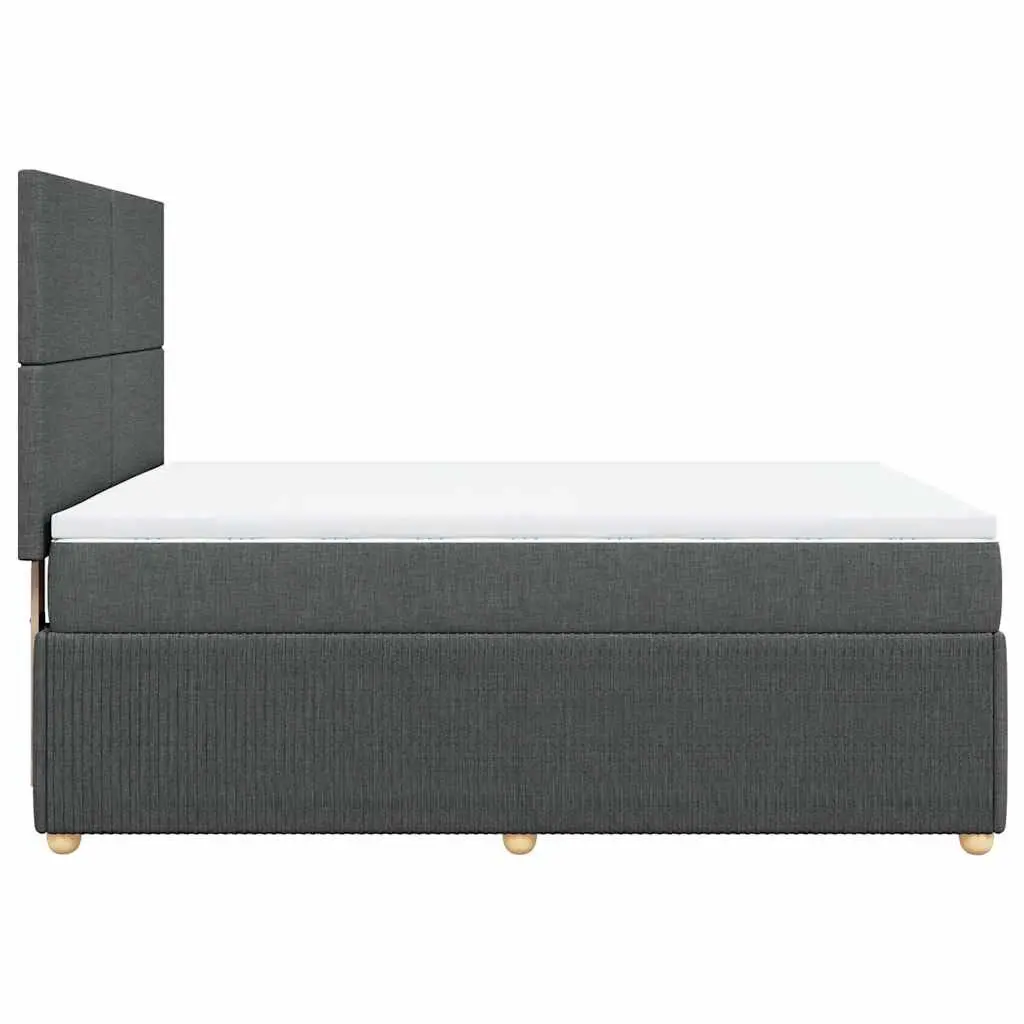 Queen Box Spring Bed Grey Fabric Frame Pocket Spring Mattress LED Lights