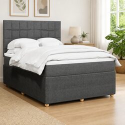 Queen Box Spring Bed with Adjustable Headboard and Lights