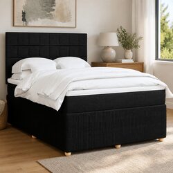Queen Box Spring Bed with Adjustable Headboard and LED Lights