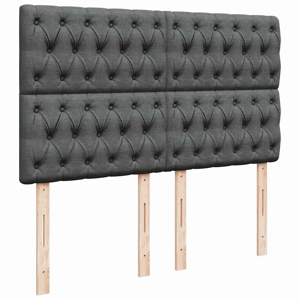 Queen Box Spring Bed Dark Grey Pocket Spring Mattress Height Adjustable Headboard