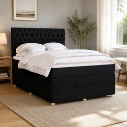 Queen Box Spring Bed with Pocket Mattress and LED Lights