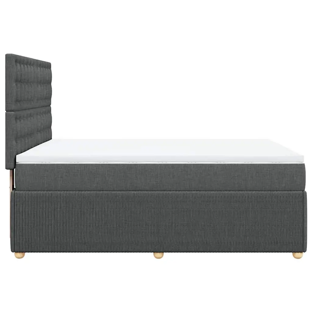 Queen Box Spring Bed Grey Fabric Pocket Spring Mattress with LED Lights