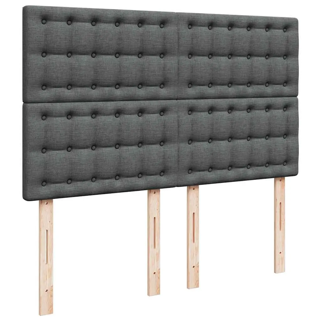 Queen Box Spring Bed Grey Fabric Pocket Spring Mattress with LED Lights