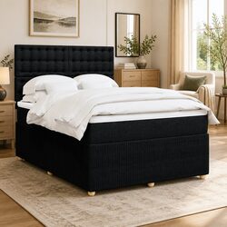 Inviting Queen Box Spring Bed with Pocket Mattress and LED Lights
