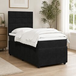 King Single Box Spring Bed with LED Lights and Adjustable Headboard