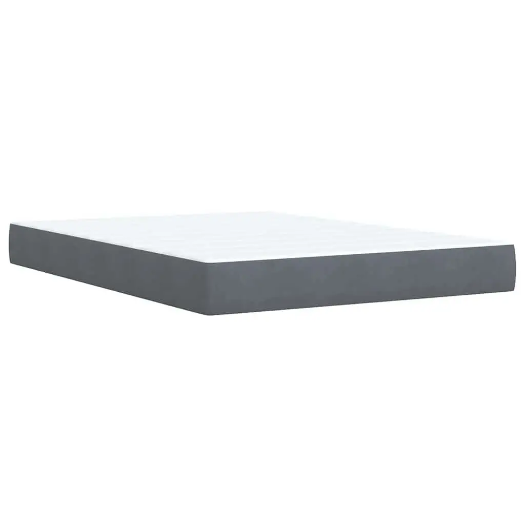Double Box Spring Bed Velvet Upholstery Double Pocket Spring Mattress Adjustable LED Lights