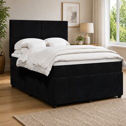 Stylish Box Spring Bed with Adjustable Headboard and Lights