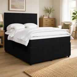 Double Box Spring Bed with Adjustable Headboard