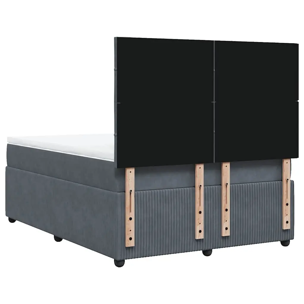 Box Spring Bed with Mattress Queen Size Dark Grey Velvet