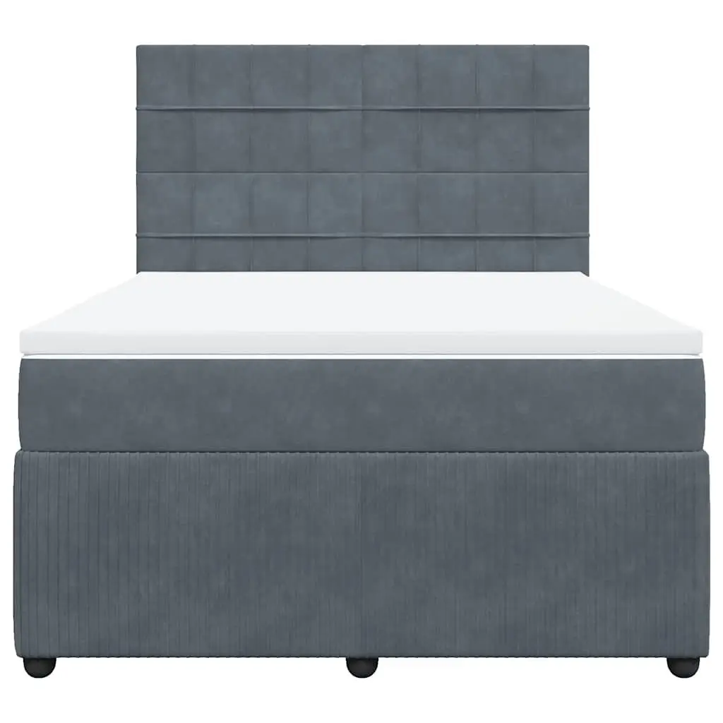 Box Spring Bed with Mattress Queen Size Dark Grey Velvet