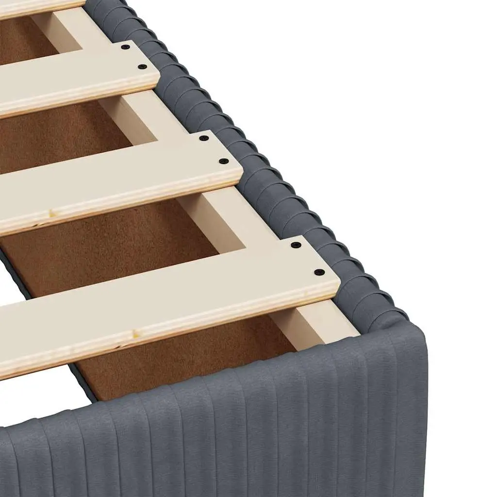 Queen Box Spring Bed Frame Dark Grey Velvet Pocket Spring Mattress with Topper and LED Headboard