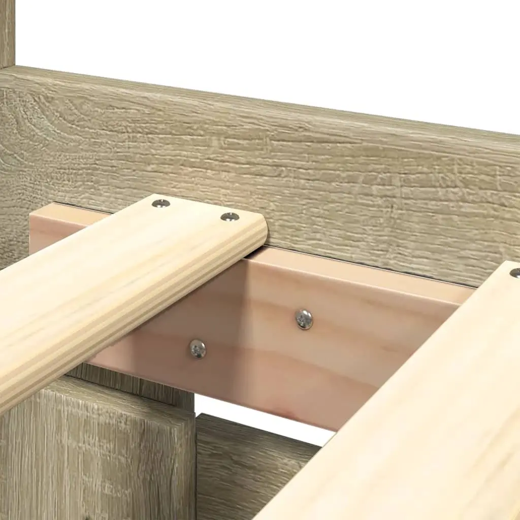 Bed Frame with Headboard Sonoma Oak 150x200 cm Engineered Wood Slatted Base Storage Drawers