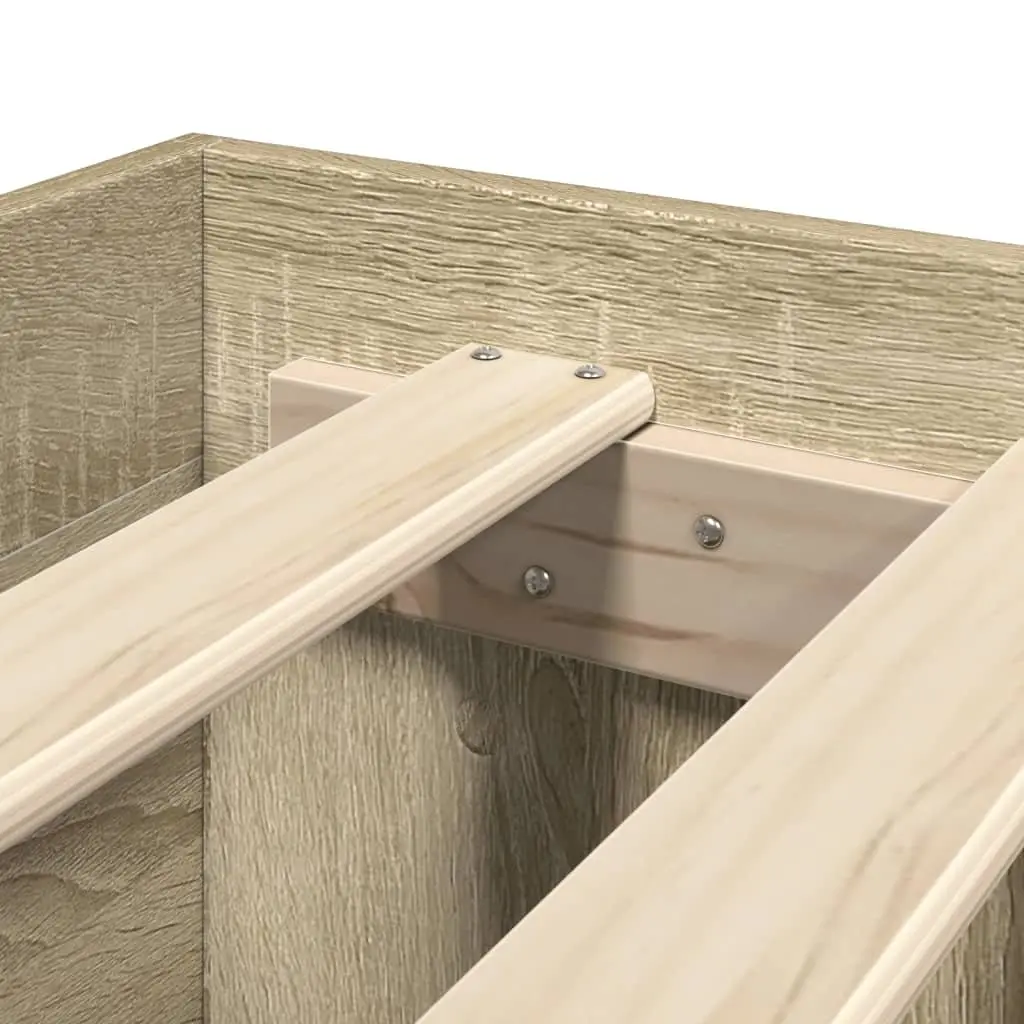 Bed Frame with Headboard Sonoma Oak 135x190 cm Engineered Wood Slatted Base Storage Drawers