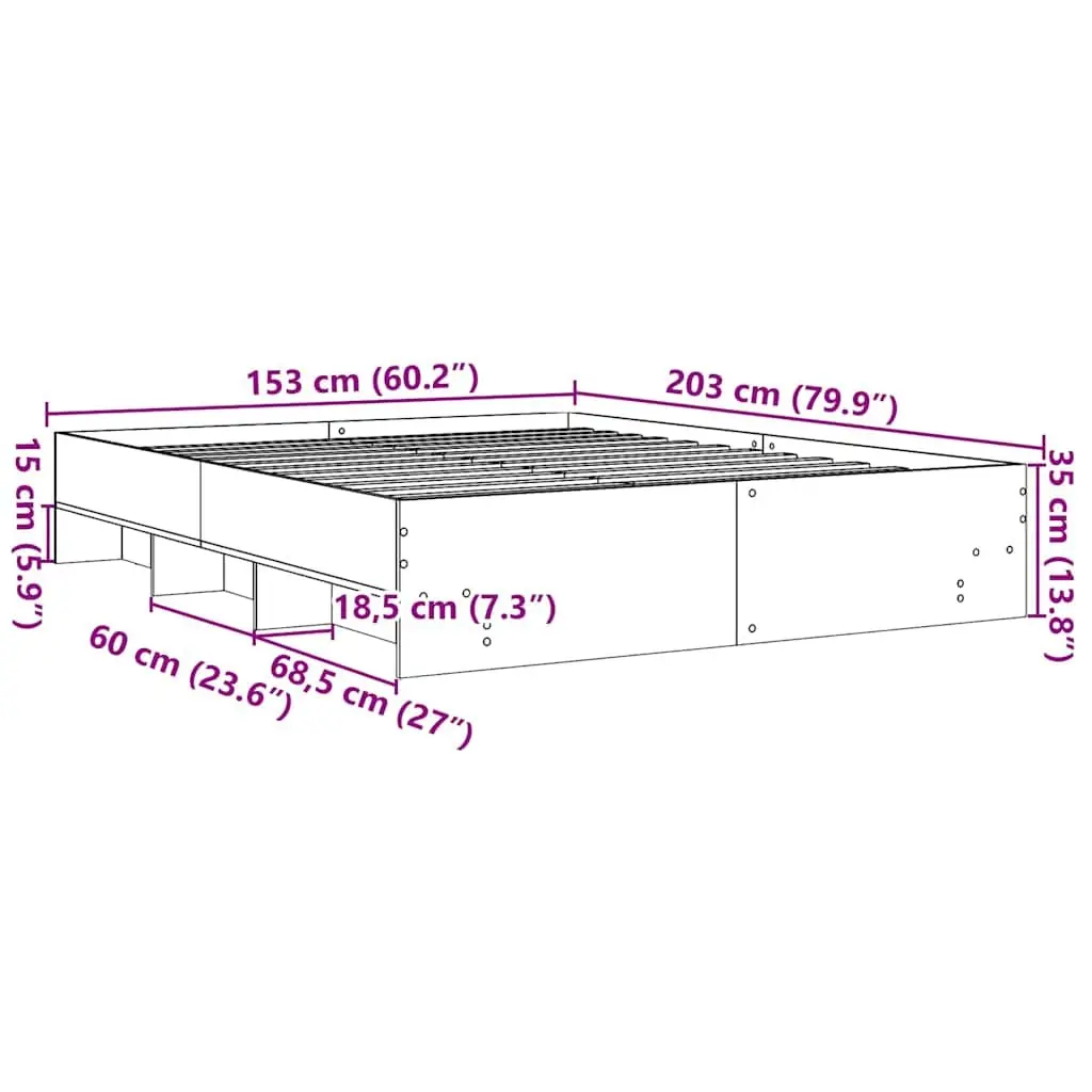 Sonoma Oak Bed Frame 150x200 cm with Storage