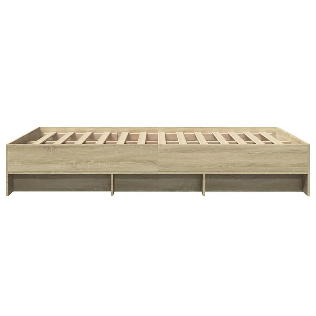 Bed Frame 135x190 cm Engineered Wood Slatted Base Storage Compartments Brown