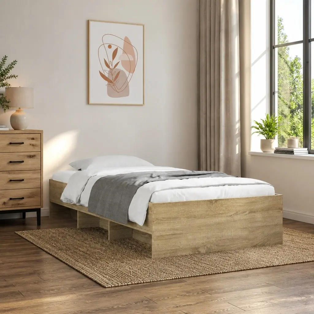 Sonoma Oak Bed Frame with Storage 90x190 cm