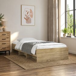 Sonoma Oak Bed Frame with Storage 90x190 cm