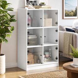 Charming White Highboard Storage Cabinet with Doors