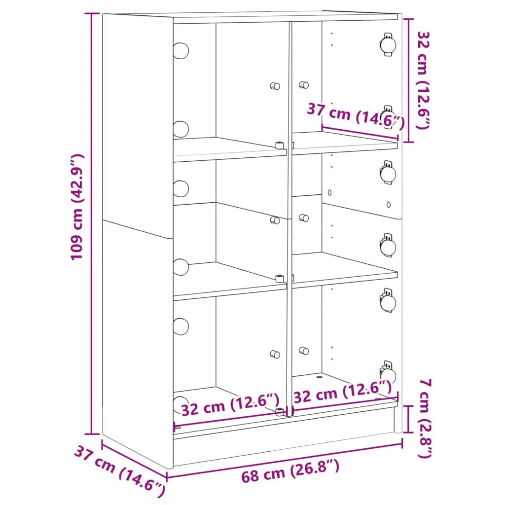 White Highboard Storage Cabinet with Doors Engineered Wood Tall Buffet Sideboard