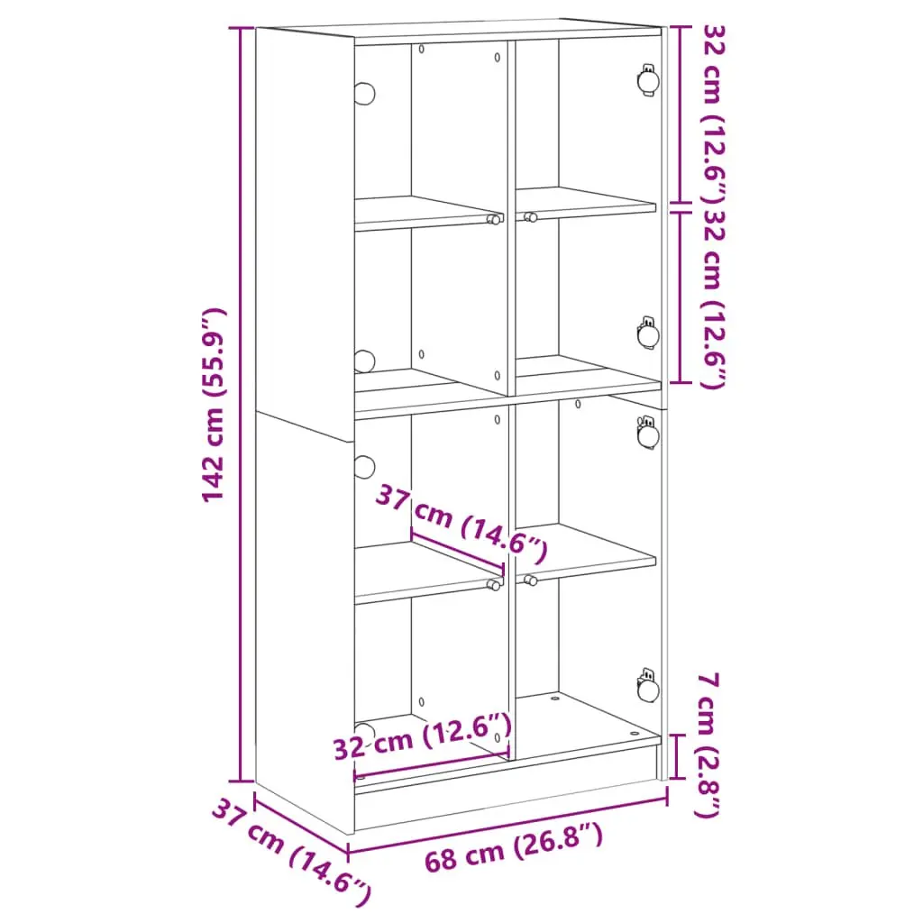 White Highboard Storage Cabinet with Shelves