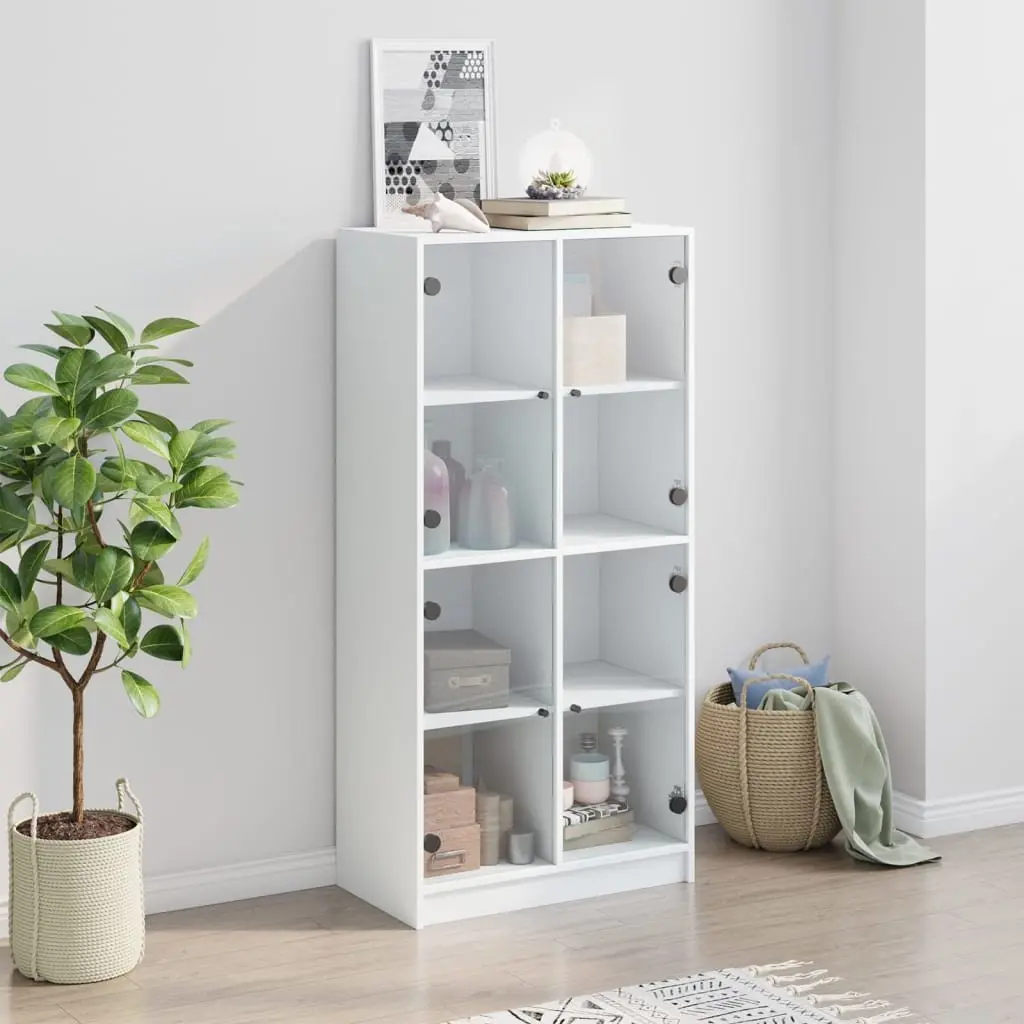 White Highboard Storage Cabinet with Shelves