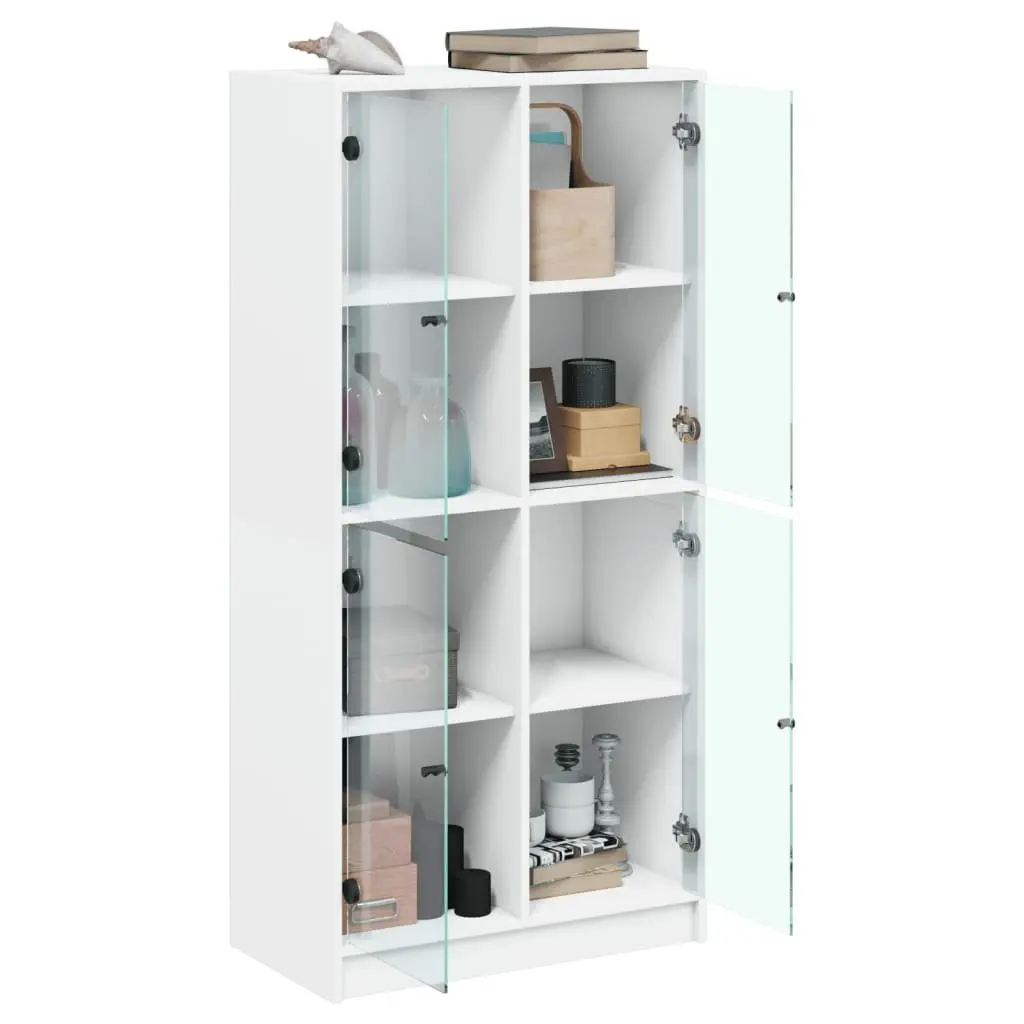 White Highboard Storage Cabinet with Shelves