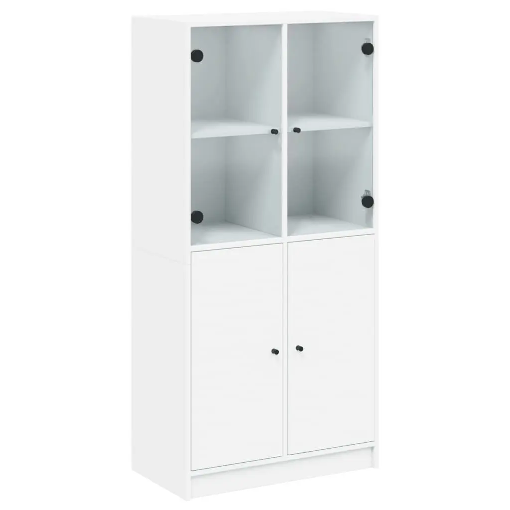 Highboard Storage Cabinet White Engineered Wood 68x37x142cm with Doors