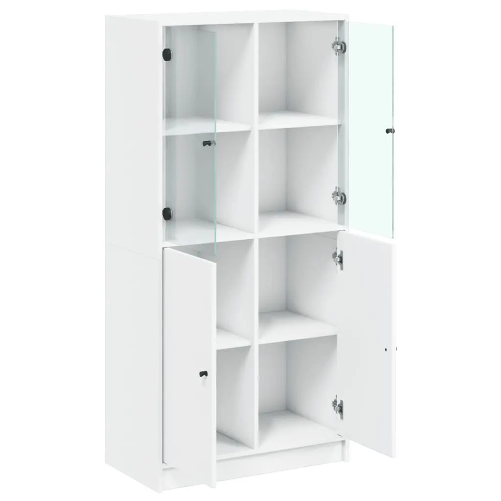 Highboard Storage Cabinet White Engineered Wood 68x37x142cm with Doors