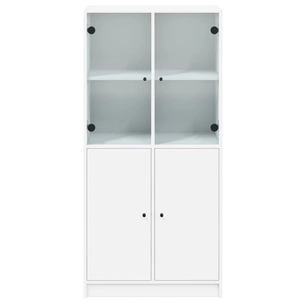Highboard Storage Cabinet White Engineered Wood 68x37x142cm with Doors