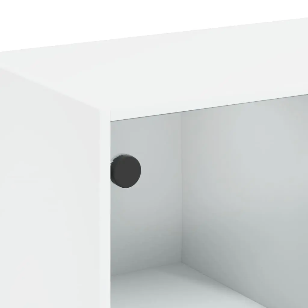 Highboard Storage Cabinet White Engineered Wood 68x37x142cm with Doors