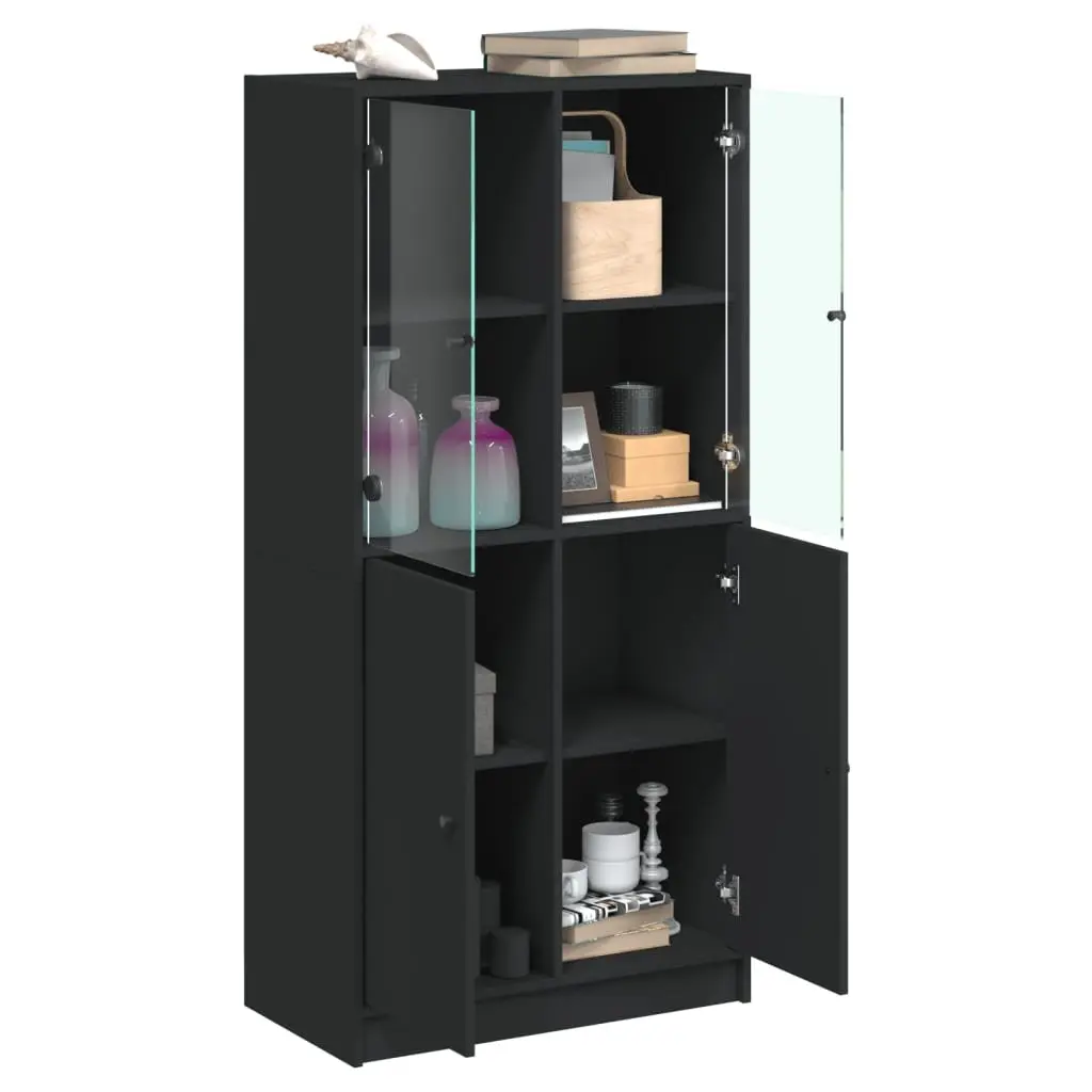 Black Highboard Storage Cabinet 68x37x142cm