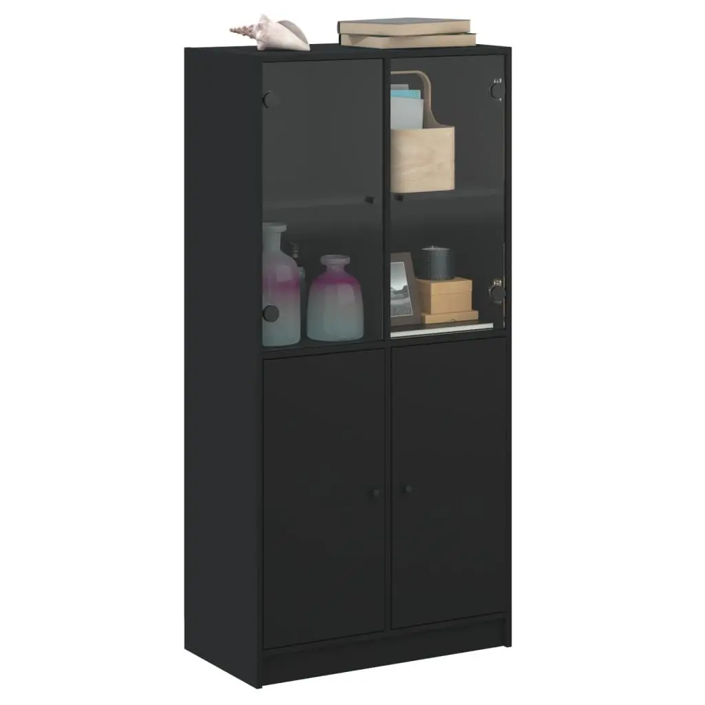 Black Highboard Storage Cabinet 68x37x142cm