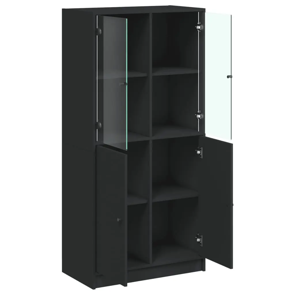 Black Highboard Storage Cabinet 68x37x142cm